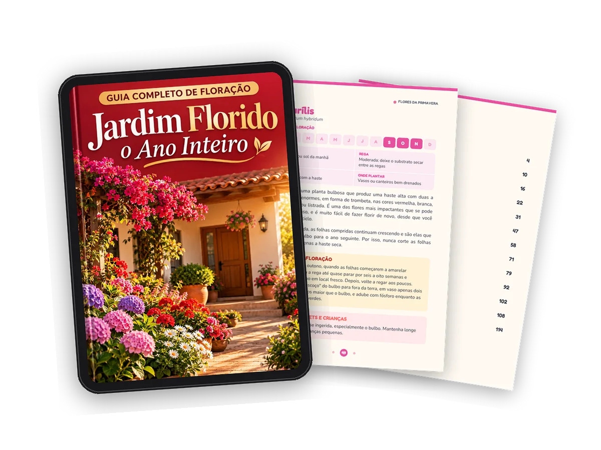 O ebook aberto em um tablet, com as páginas do sumário e da ficha da amarílis